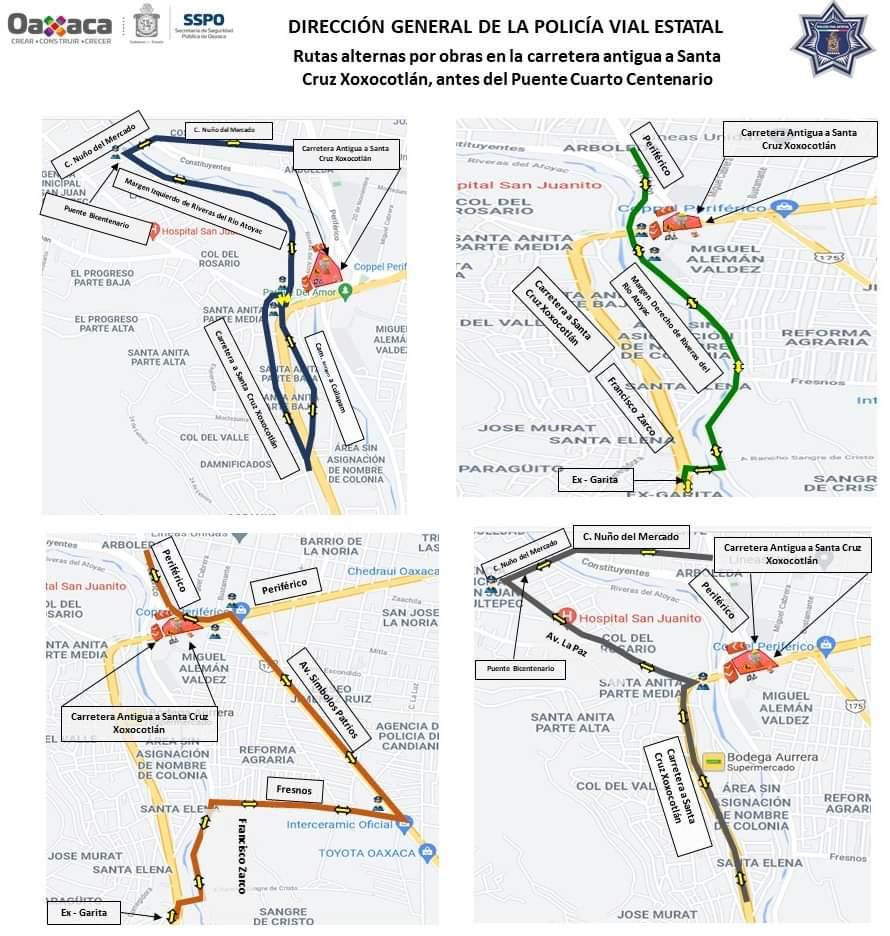 Rutas alternas por obras en Xoxocotlán
