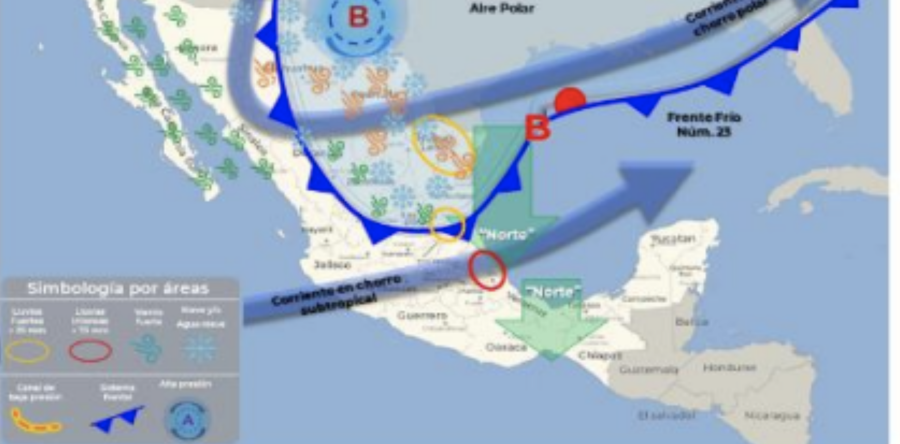 Alerta CEPCO por lluvias y nieblas densas en la Cuenca del Papaloapan, Cañada y norte del Istmo por Frente Frío número 23