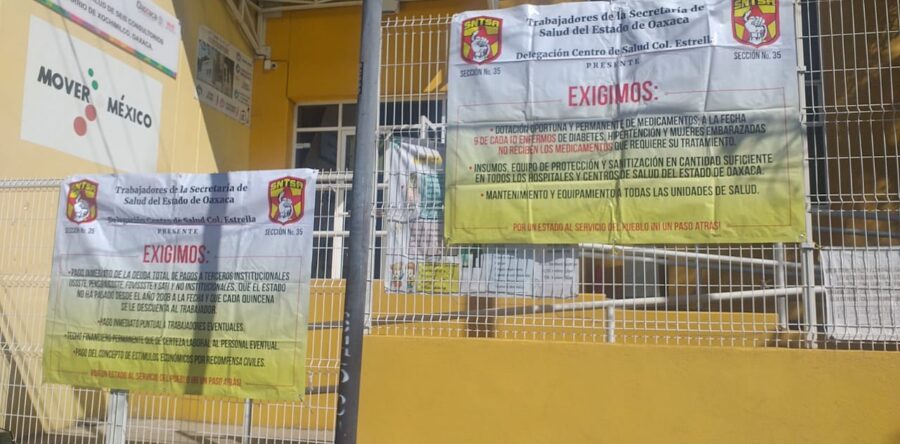 Agremiados a la Sección 35 del SNTSA en paro de labores