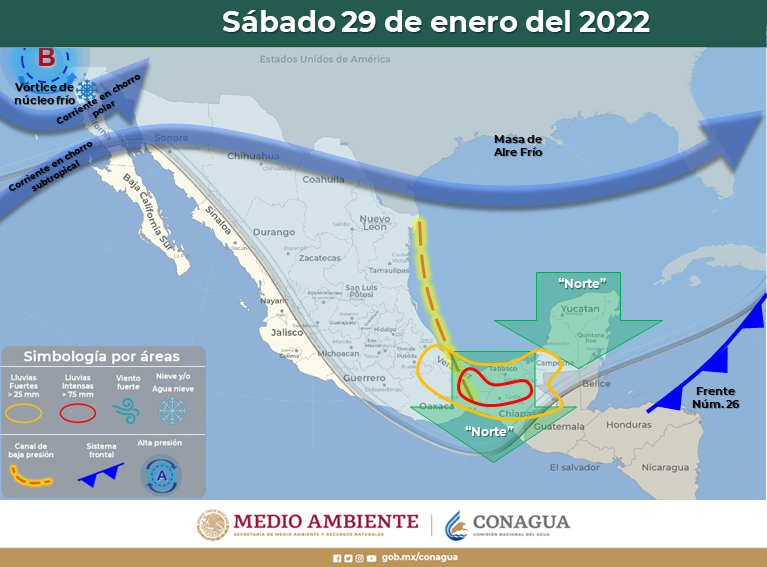 Se mantendrá evento de norte moderado a fuerte en la región del Istmo y bajas temperaturas en parte del estado: CEPCO