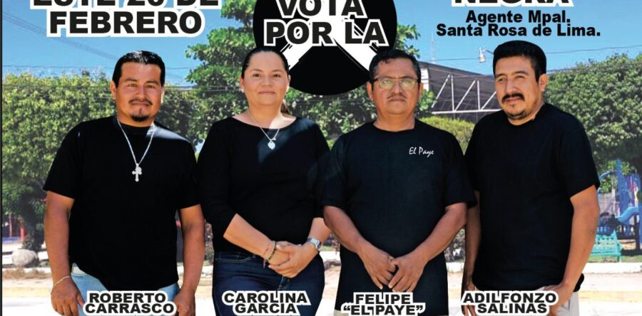 Encabeza la planilla negra la preferencia en Santa Rosa de Lima para la elección a agente municipal