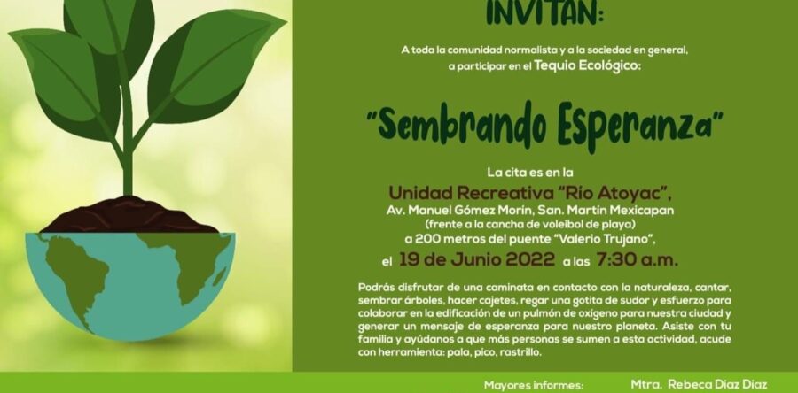 Invitan al tequio ecológico “sembrando esperanza”, el próximo domingo. 