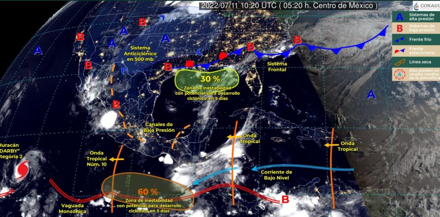 Aproximación de onda tropical mantendrá lluvia en Oaxaca; continuará ambiente caluroso
