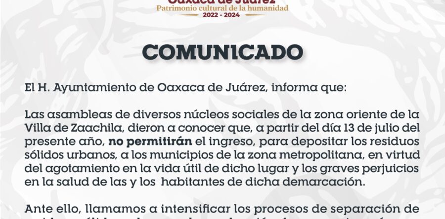 Se agotó la vida útil del basurero de Zaachila, ya no se recibirán camiones recolectores de basura.