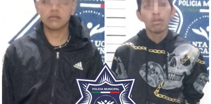 Dos detenidos en Santa Lucía del Camino por “cristalazo”, robo de motocicleta y portación de arma de fuego hechiza.