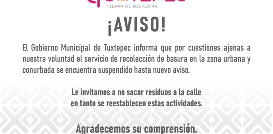 Tuxtepec se queda son recolección de basura por paro de labores de trabajadores