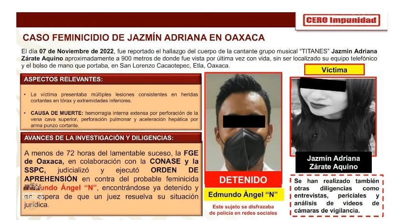 Detienen al presunto asesino de Jazmín Adriana