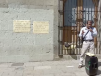 Protesta Orlando Sosa en el Palacio de Gobierno