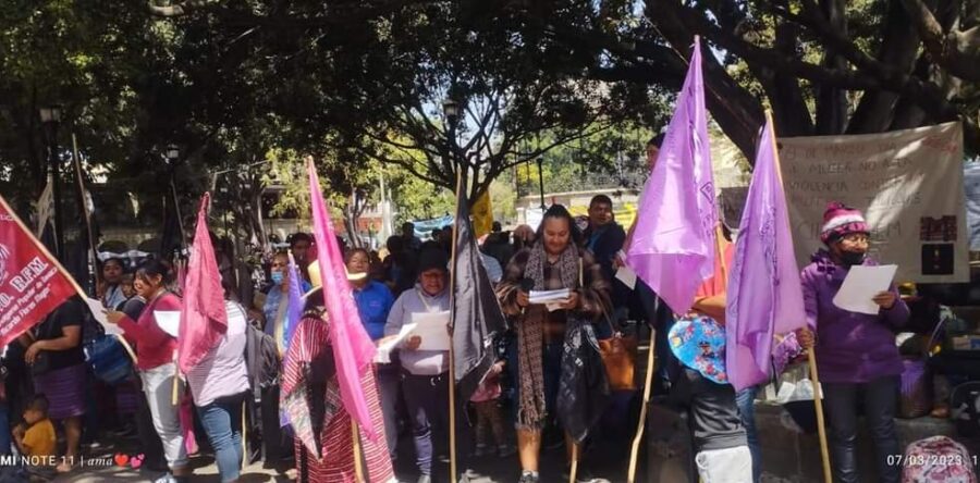 Protestan mujeres del CIPO-RFM en el Palacio de GobiernoProtestan mujeres del CIPO-RFM en el Palacio de Gobierno
