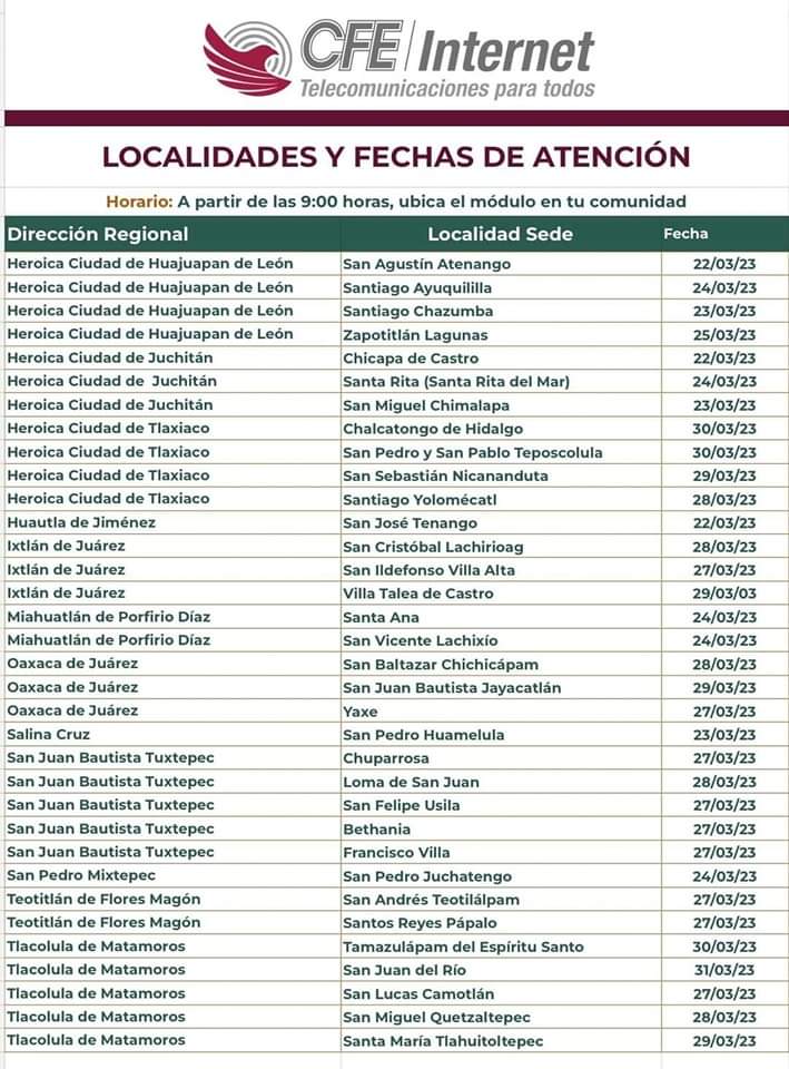 Llega a Oaxaca CFE Internet