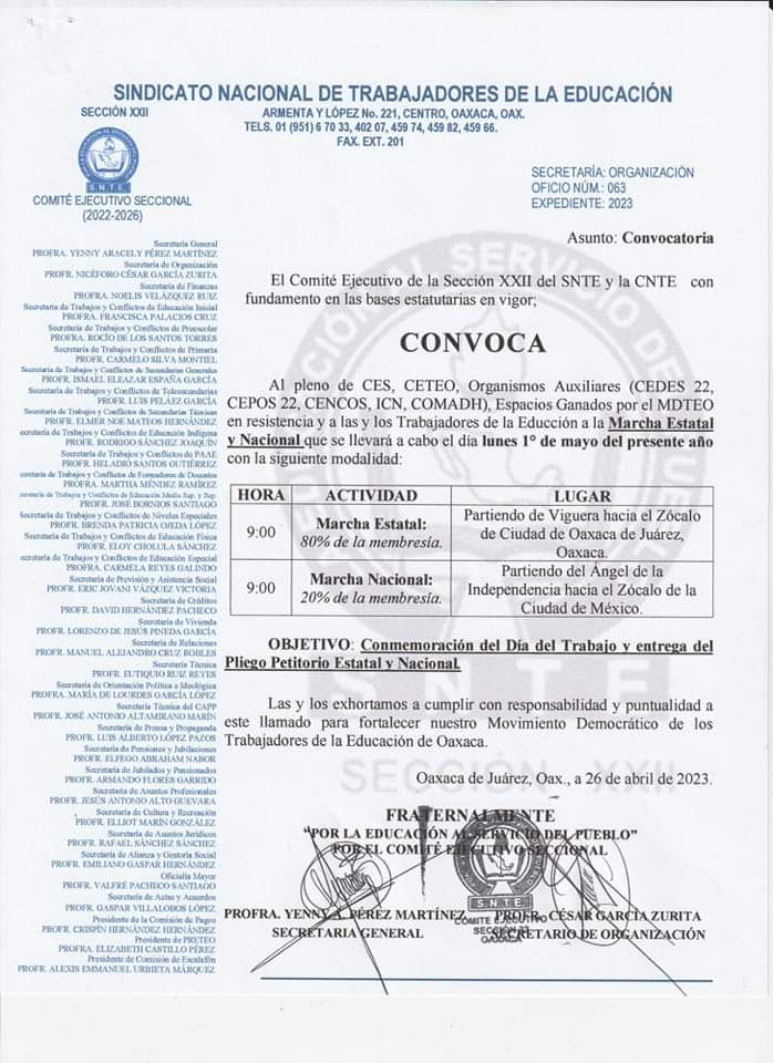 Se movilizará la Sección XXII en los próximos días