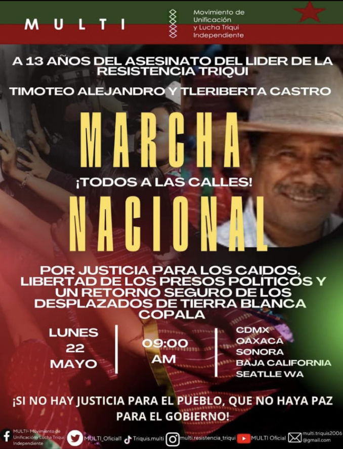 Se movilizará el MULTI para exigir justicia y libertad de presos políticos