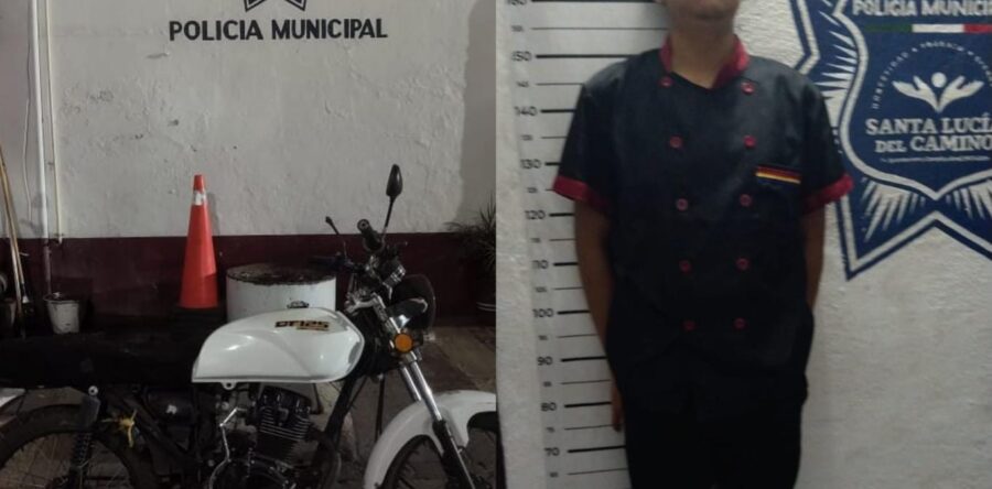 Detiene policía municipal a robamotos en Santa Lucía del Camino