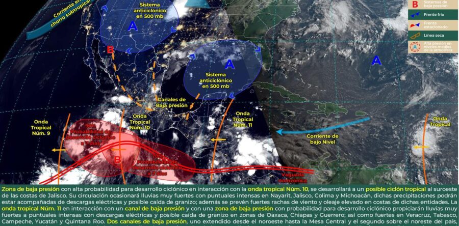 Entrada de la onda tropical número 11 continuará ocasionando lluvias
