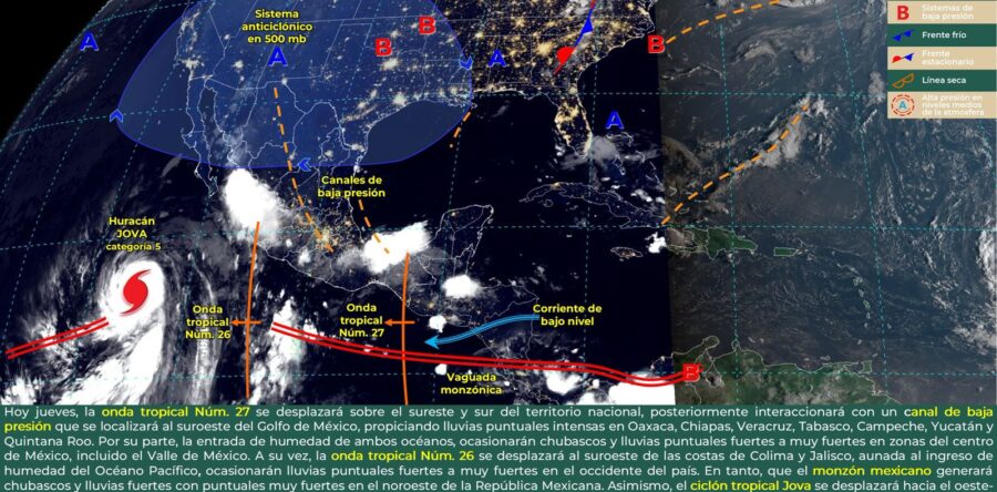 Onda tropical número 27 entrará al estado y dejará lluvias variables por la tarde