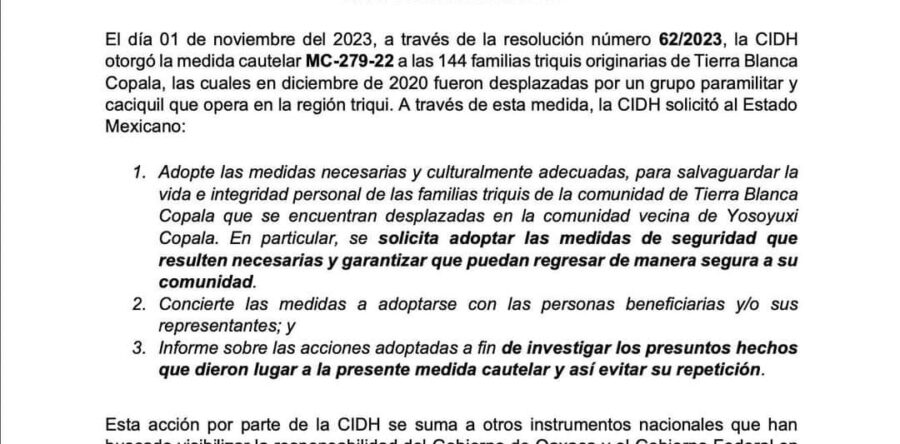 Exige el MULTI cumplir con las medidas cautelares emitidas por la CIDH